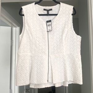 BCBG white zip eyelet top